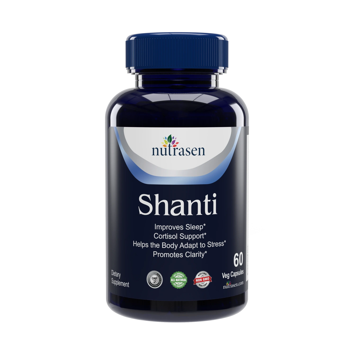 1-Shanti -no-shadow-Webp Shanti for sleep and stress supplement bottle 1 bottle 1 month supply 60 capsules